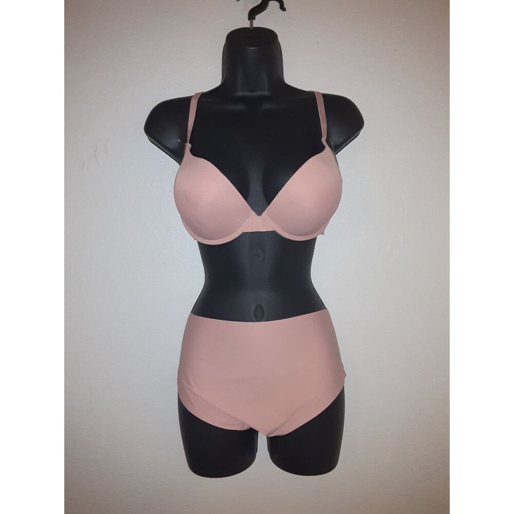 Youmita 40C Dusty Rose Push Up Bra and XL Seamless Panty NWT
